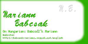 mariann babcsak business card